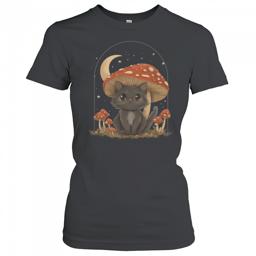 Cottagcore Cat Mushroom Hat Vintage Aesthetic Women shirt Women's T-shirt