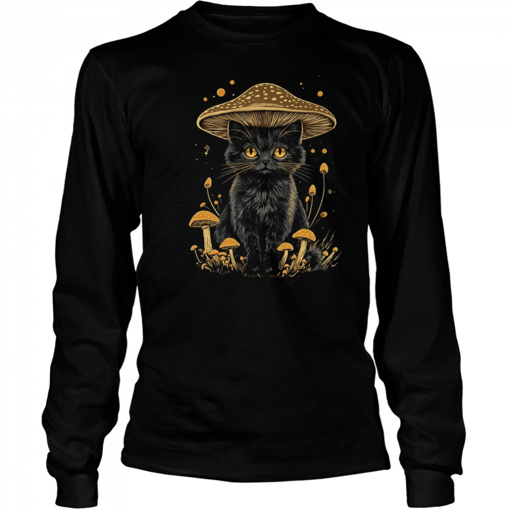Cottagecore Aesthetic Cat Mushroom Women Kids Girls shirt Long Sleeved