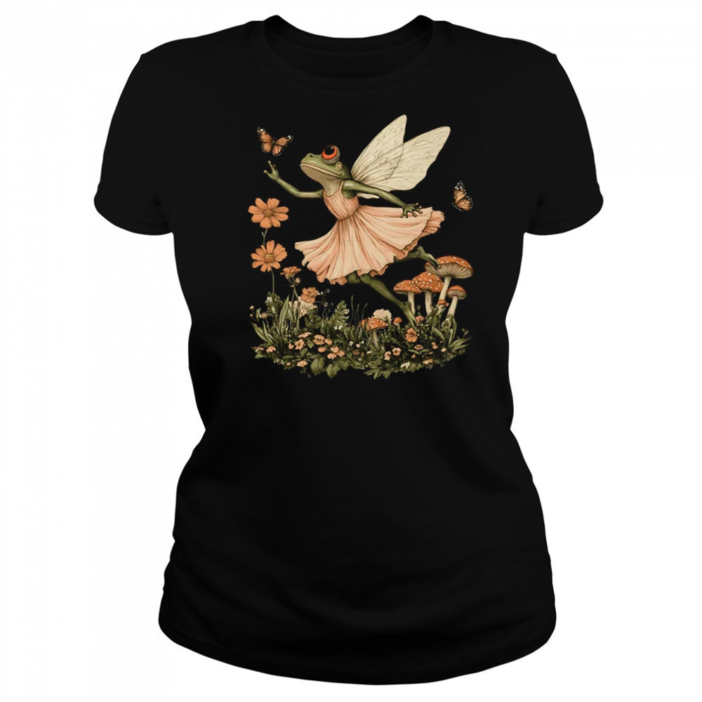 Cottagecore Aesthetic Vintage Fairy Frog Dancing Women Girls shirt Women's T-shirt