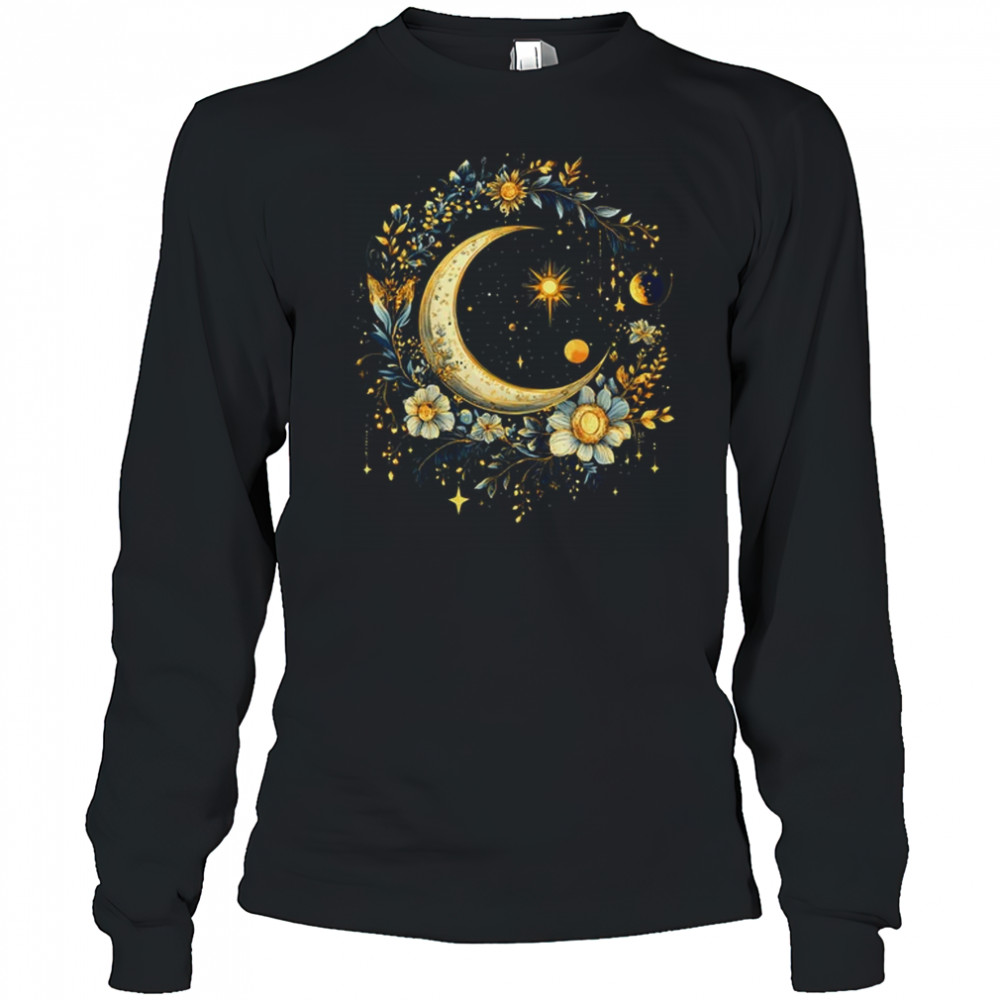 Mystic Sun And Moon Woman Girls Mystical Flowers Aesthetic shirt Long Sleeved
