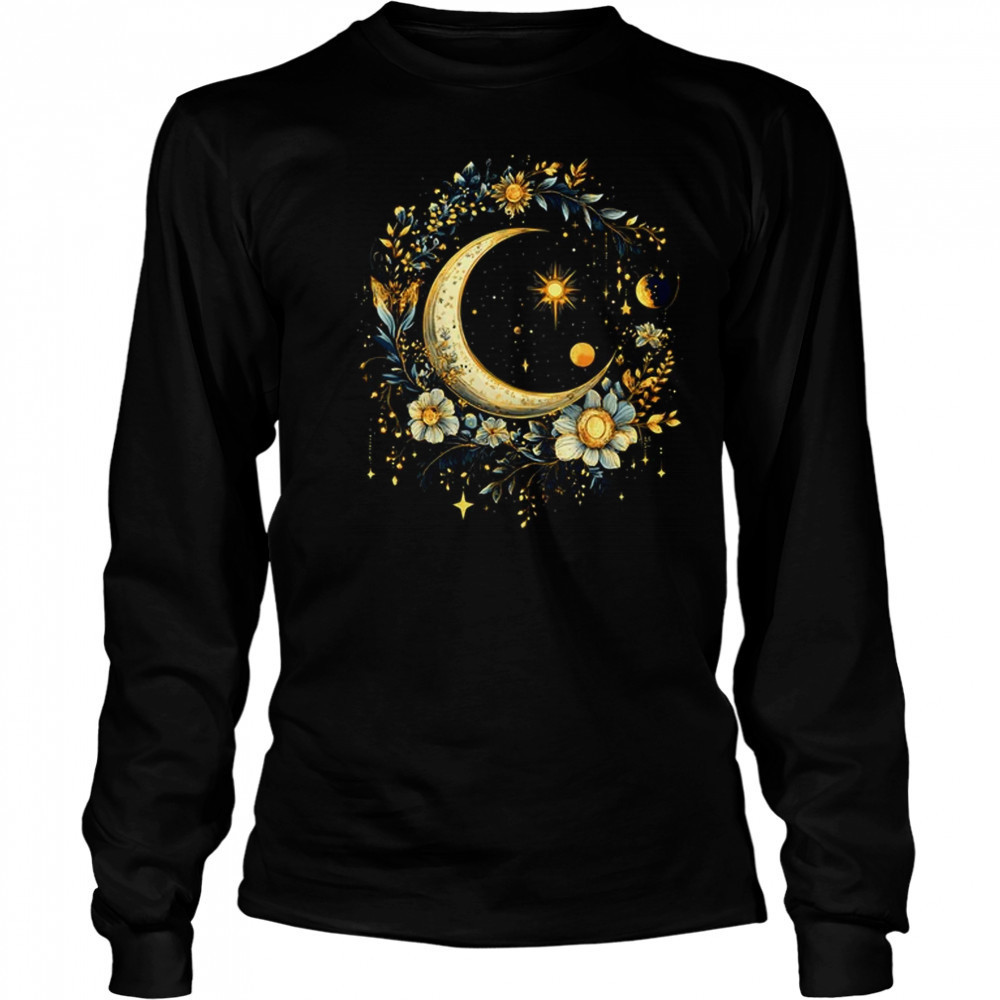 Mystic Sun And Moon Woman Girls Mystical Flowers Aesthetic shirt Long Sleeved
