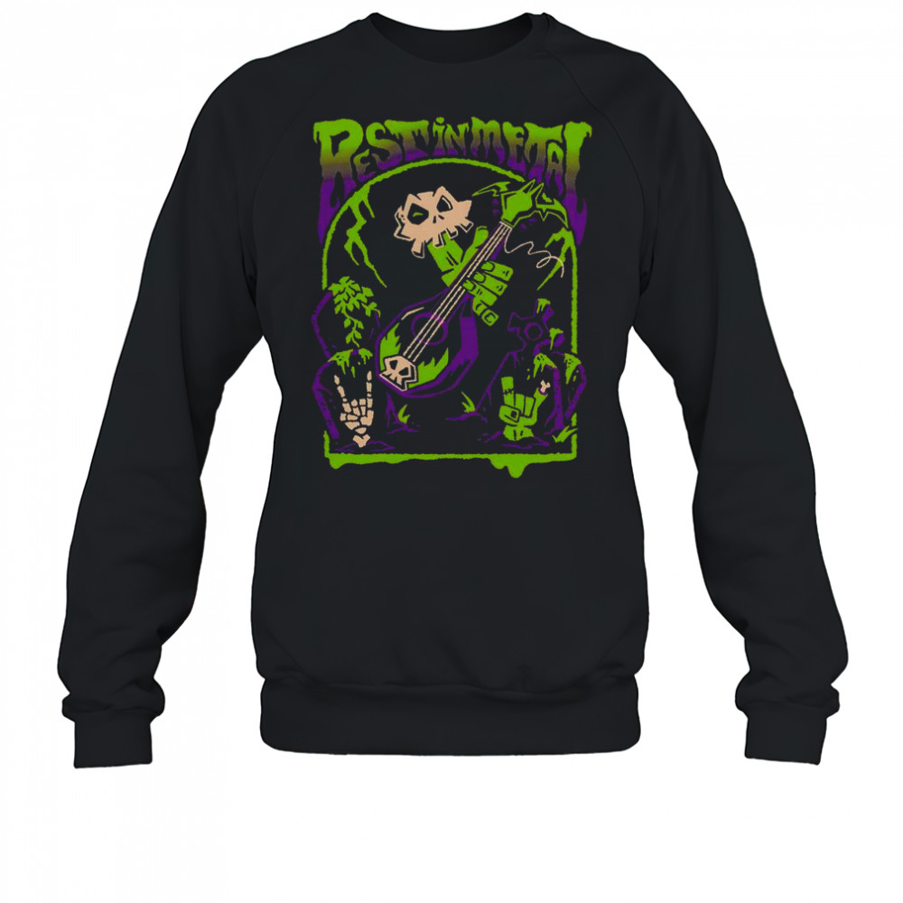 Rest In Metal Skull Zombie Rock And Roll Shredfest T-Shirt Sweatshirt