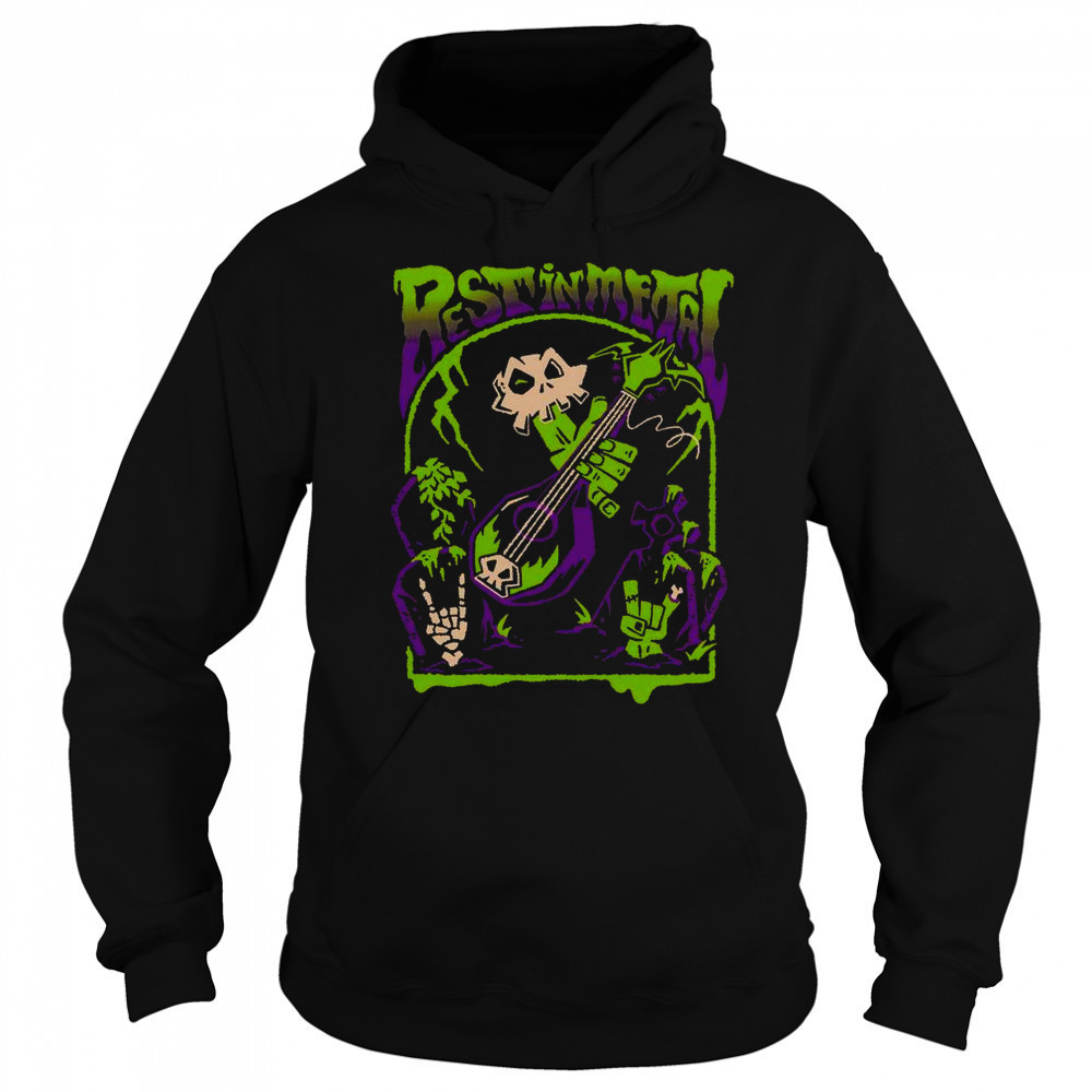 Rest In Metal Skull Zombie Rock And Roll Shredfest T-Shirt Sweatshirt