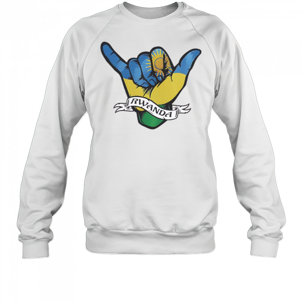 Rwanda Flag Shaka Hand Symbol T-Shirt Sweatshirt