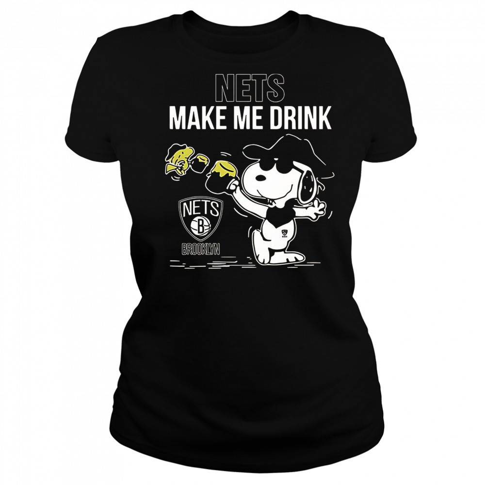 Snoopy And Woodstock Brooklyn Nets Make Me Drink T-Shirt Women's T-shirt