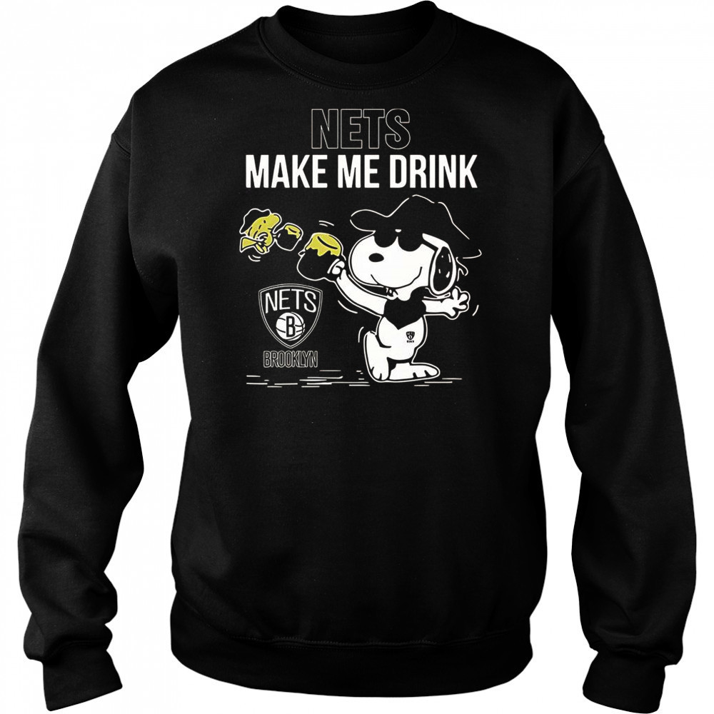 Snoopy And Woodstock Brooklyn Nets Make Me Drink T-Shirt Hoodie