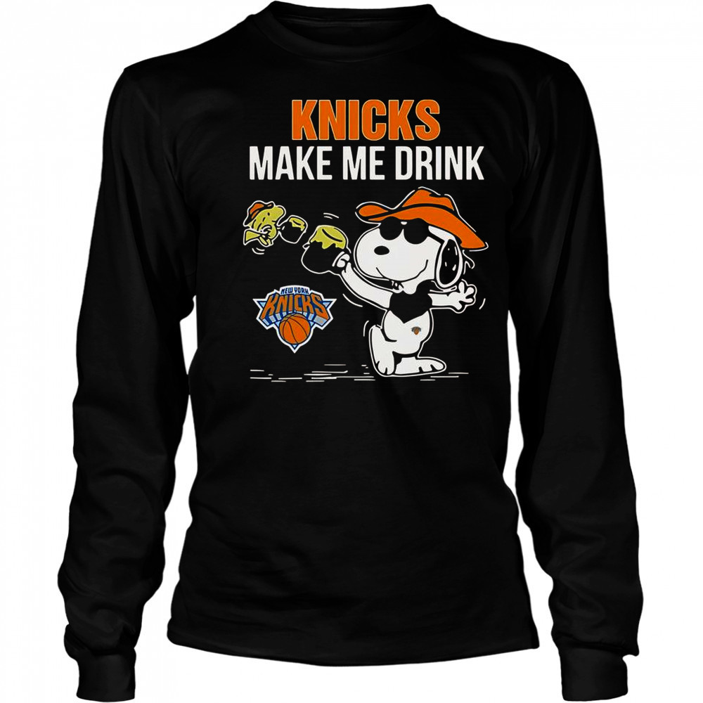 Snoopy And Woodstock New York Knicks Make Me Drink T-Shirt Long Sleeved