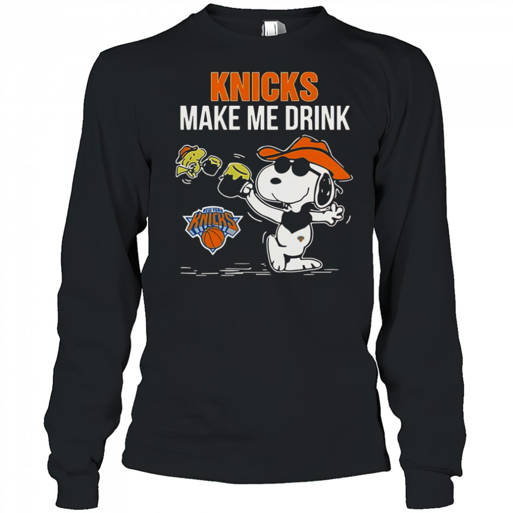 Snoopy And Woodstock New York Knicks Make Me Drink T-Shirt Long Sleeved