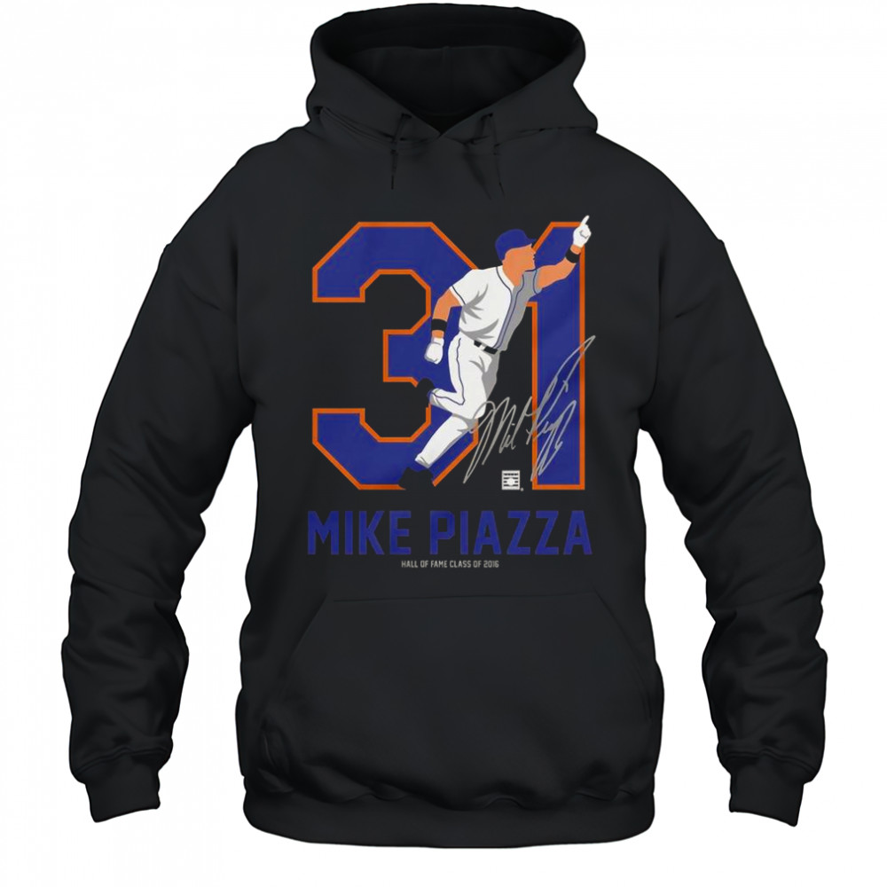 Teambrown Mike Piazza Baseball Hall Of Fame Member Signature T-Shirt Hoodie
