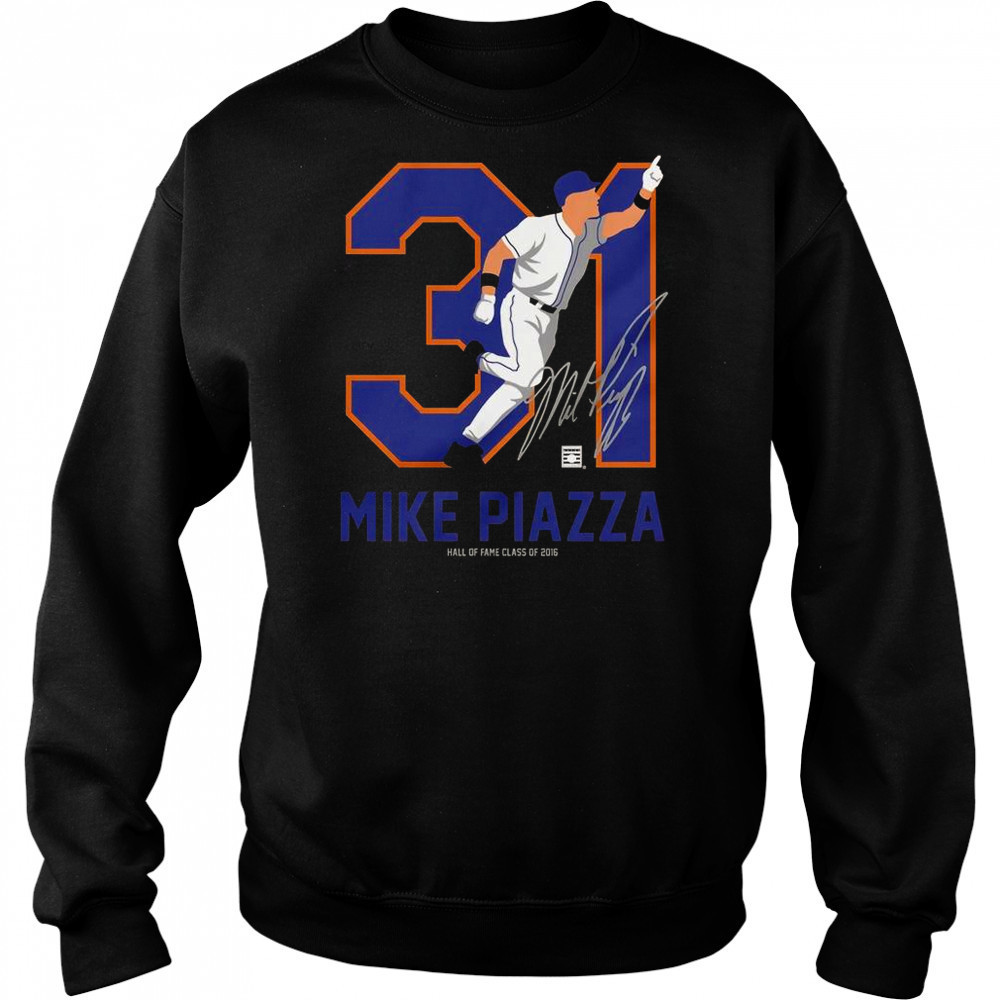 Teambrown Mike Piazza Baseball Hall Of Fame Member Signature T-Shirt Hoodie