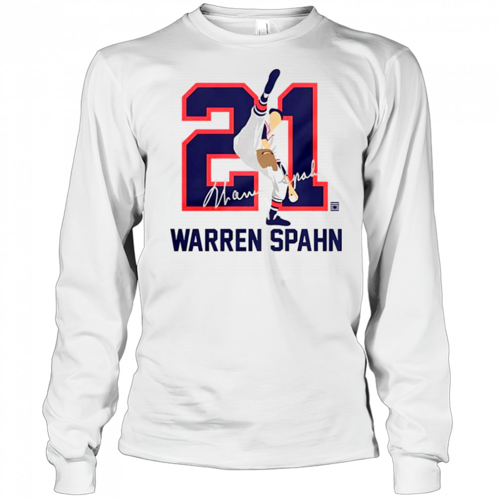 Teambrown Warren Spahn Baseball Hall Of Fame Member Signature T-Shirt Long Sleeved