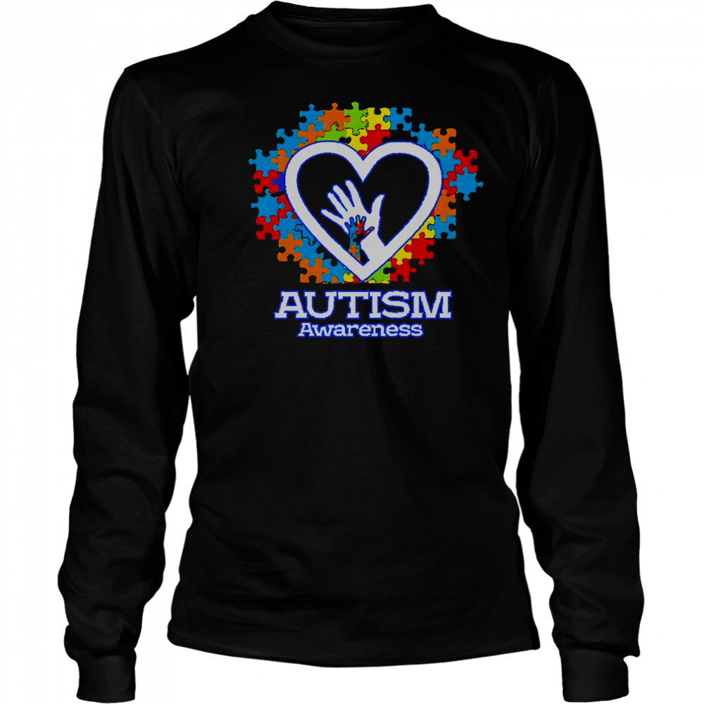 Autism Awareness Hands Puzzle Heart T-Shirt Long Sleeved