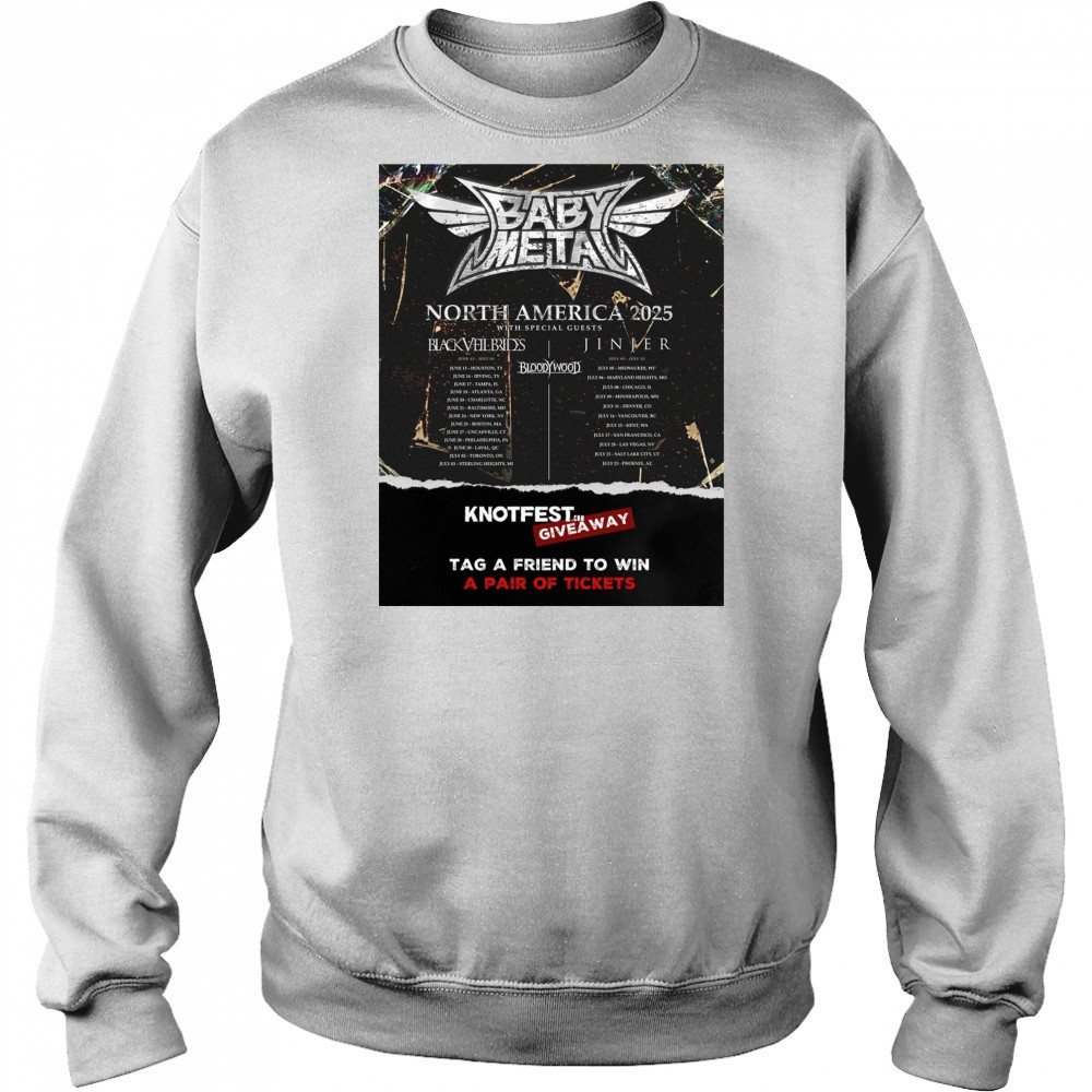 Babymetal North America June – July 2025 With Special Guests Black Veil Brides Jinjer Poster t-shirt Hoodie