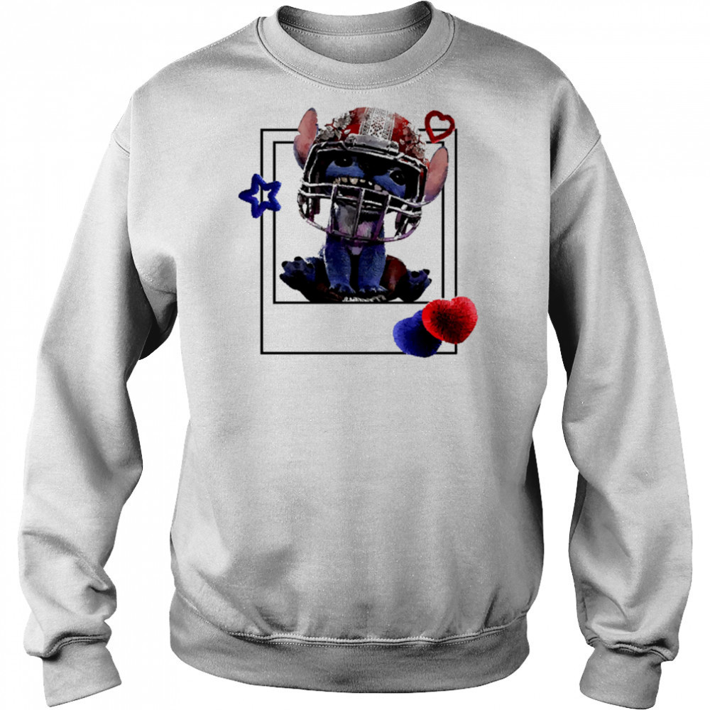 Blue Alien Disney Stitch Football Polaroid shirt Hoodie