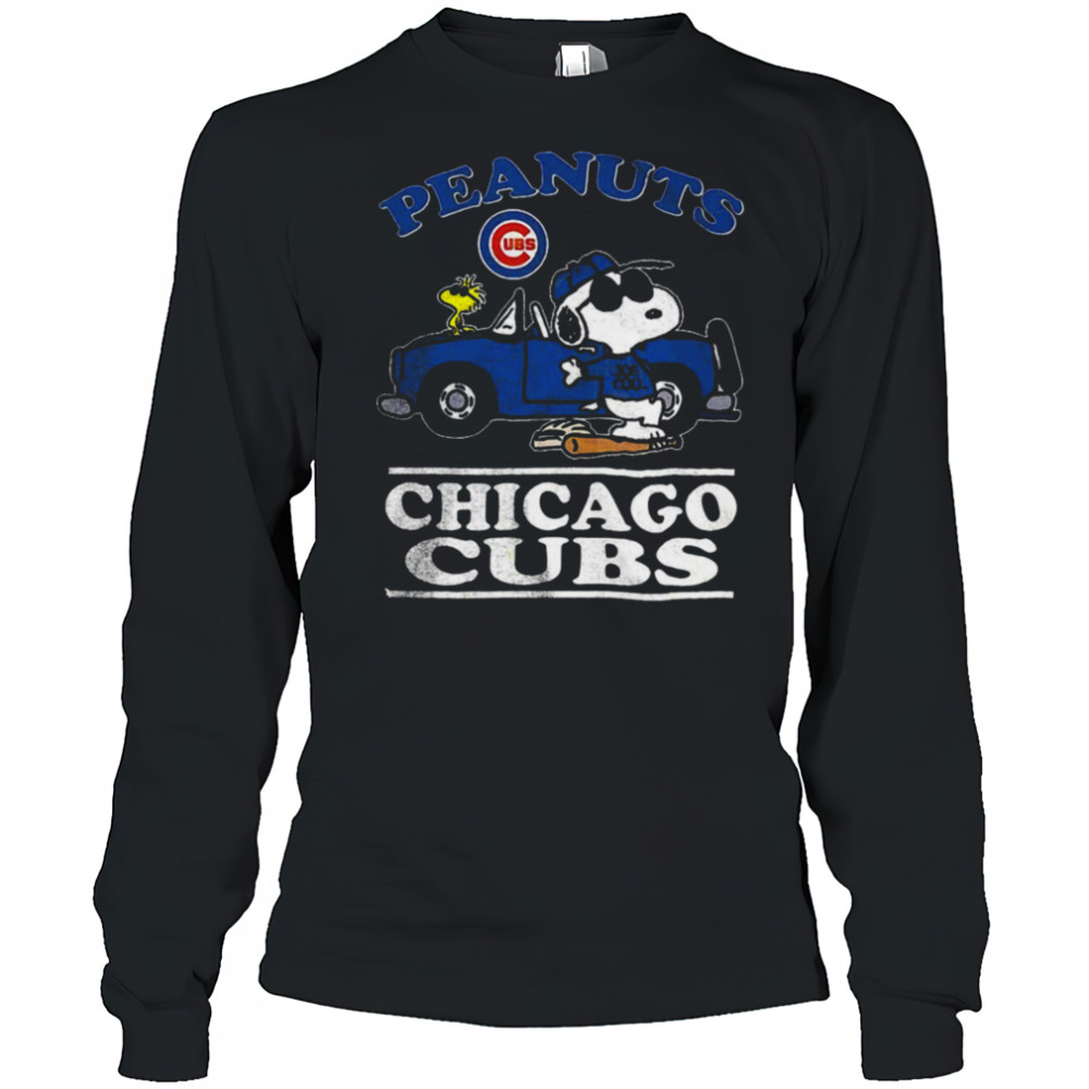 Chicago Cubs Peanuts Snoopy driving car shirt Long Sleeved