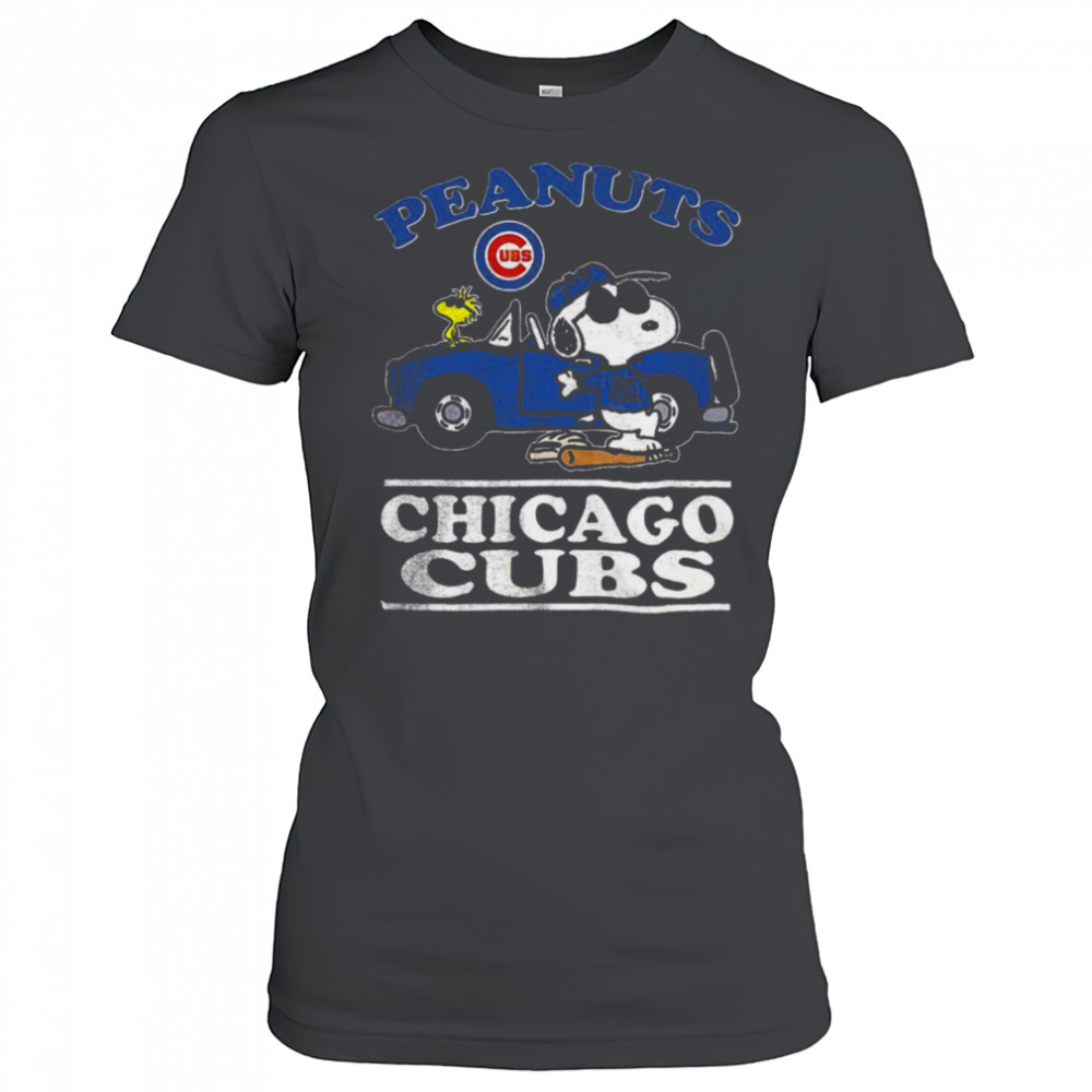 Chicago Cubs Peanuts Snoopy driving car shirt Women's T-shirt