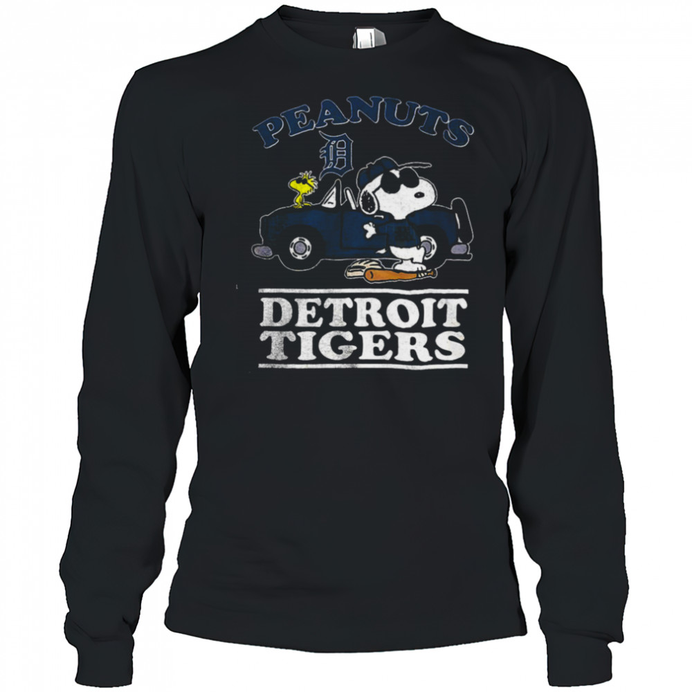 Detroit Tigers Peanuts Snoopy driving car shirt Long Sleeved
