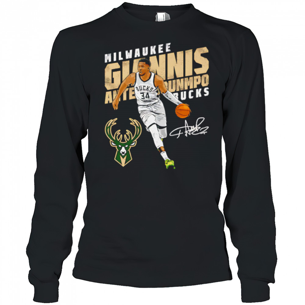 Giannis Antetokounmpo Milwaukee Bucks slant shirt Long Sleeved