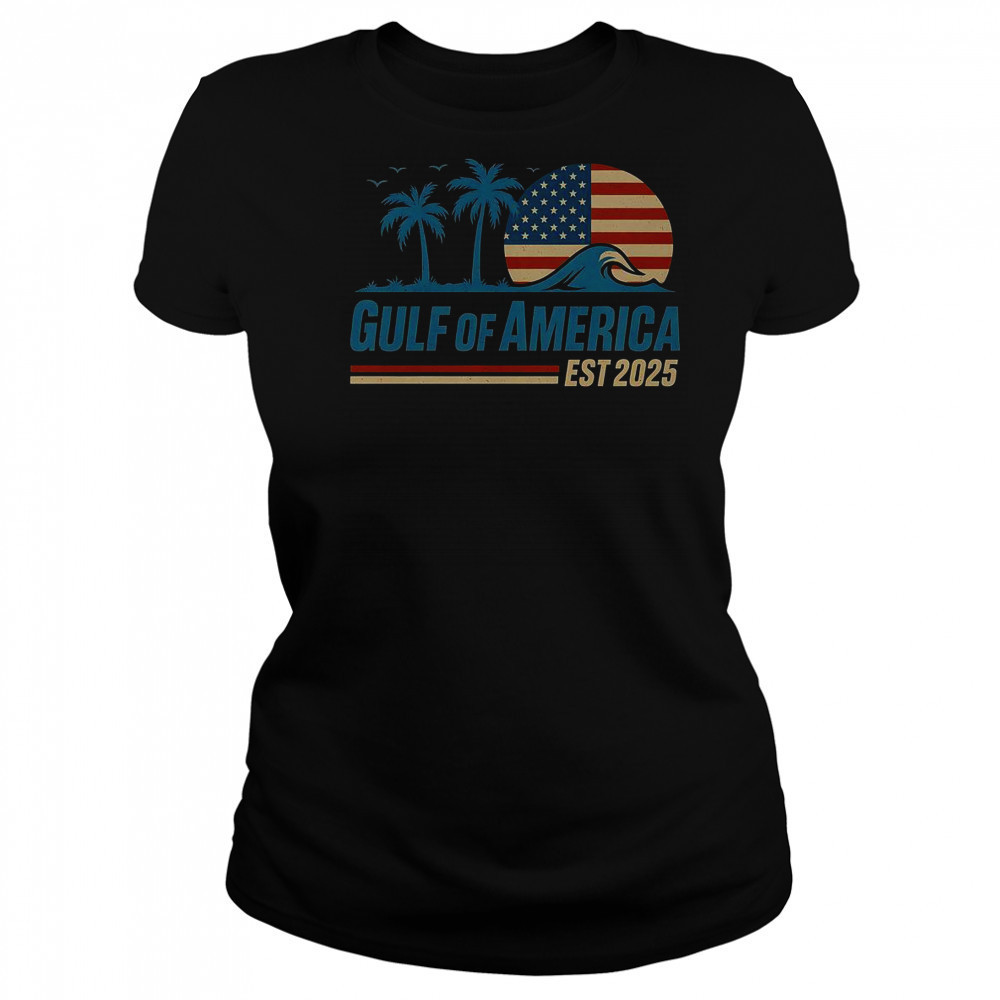 Gulf Of America Est 2025 Retro Vintage Beach Wave T-Shirt Women's T-shirt