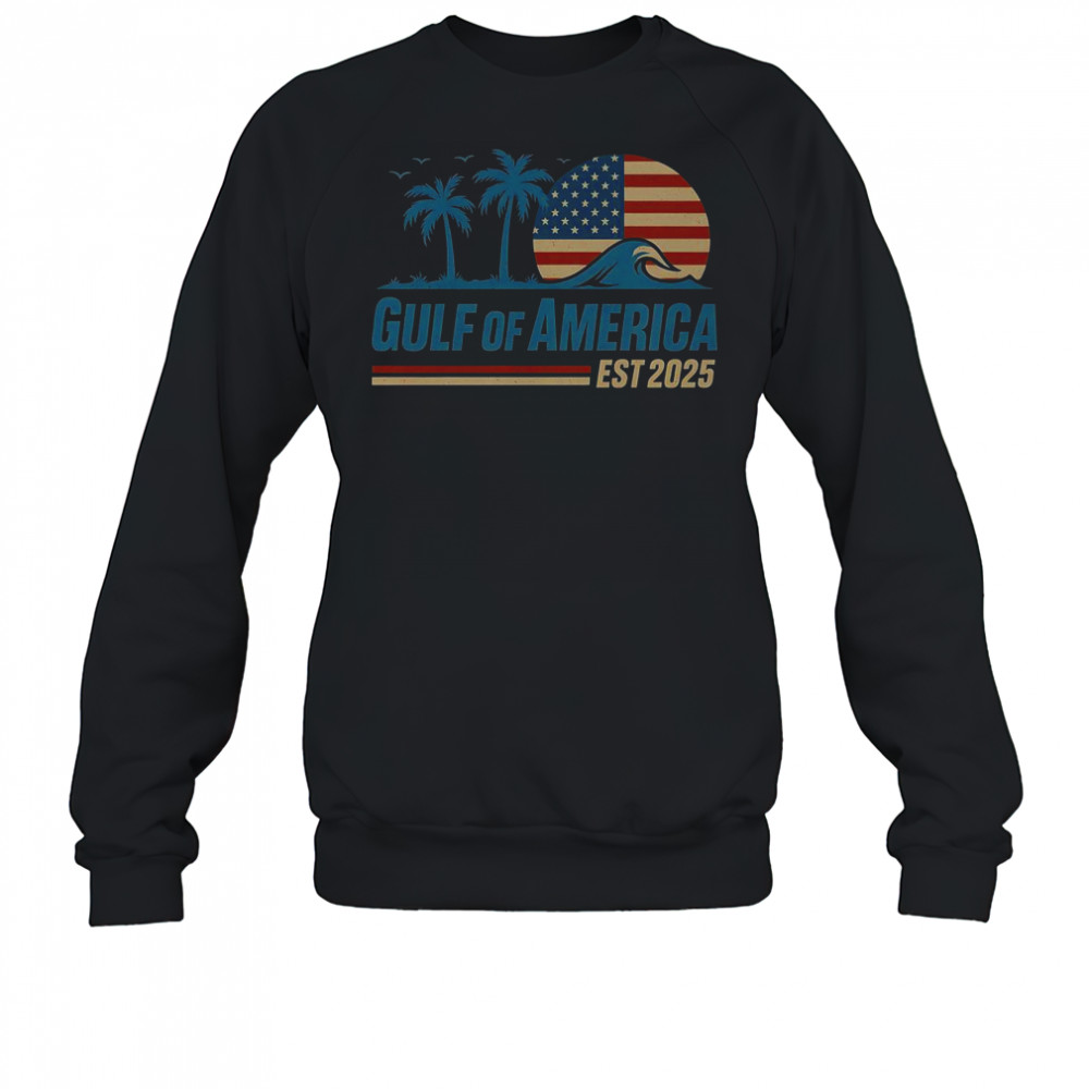 Gulf Of America Est 2025 Retro Vintage Beach Wave T-Shirt Sweatshirt