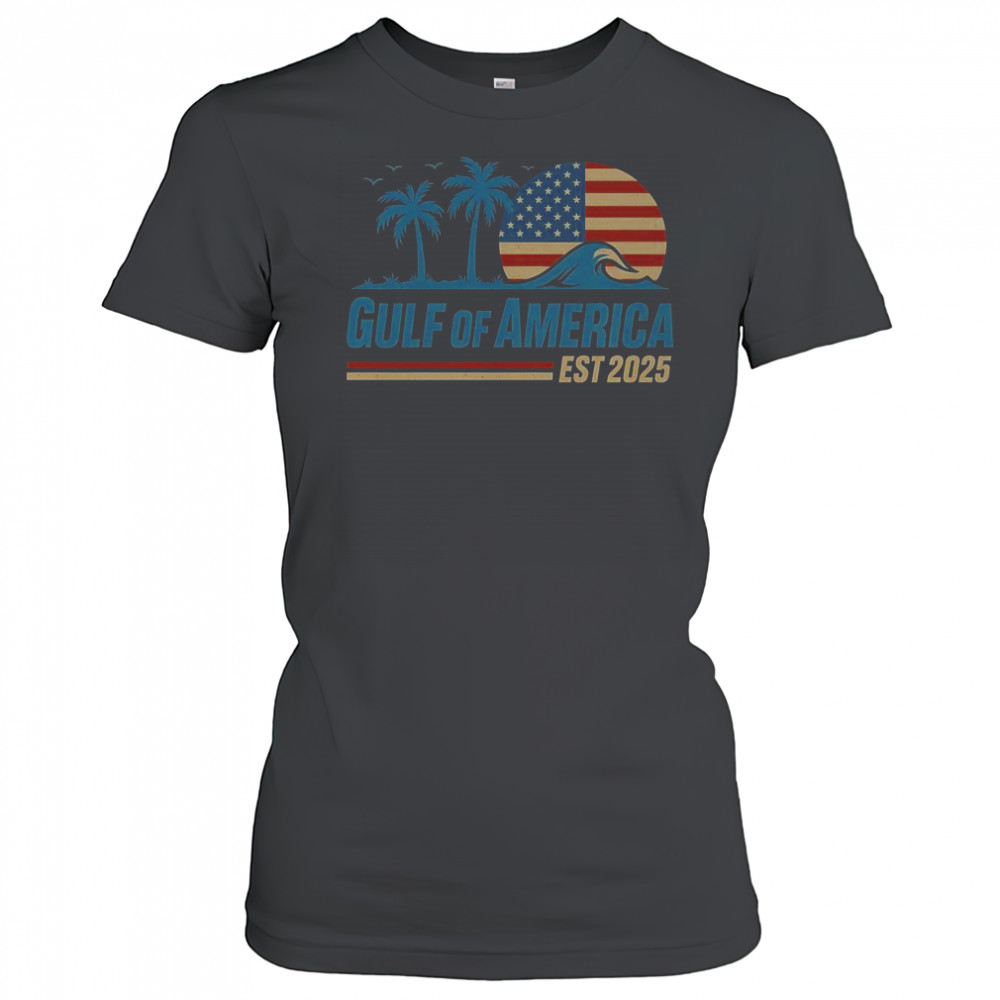 Gulf Of America Est 2025 Retro Vintage Beach Wave T-Shirt Women's T-shirt