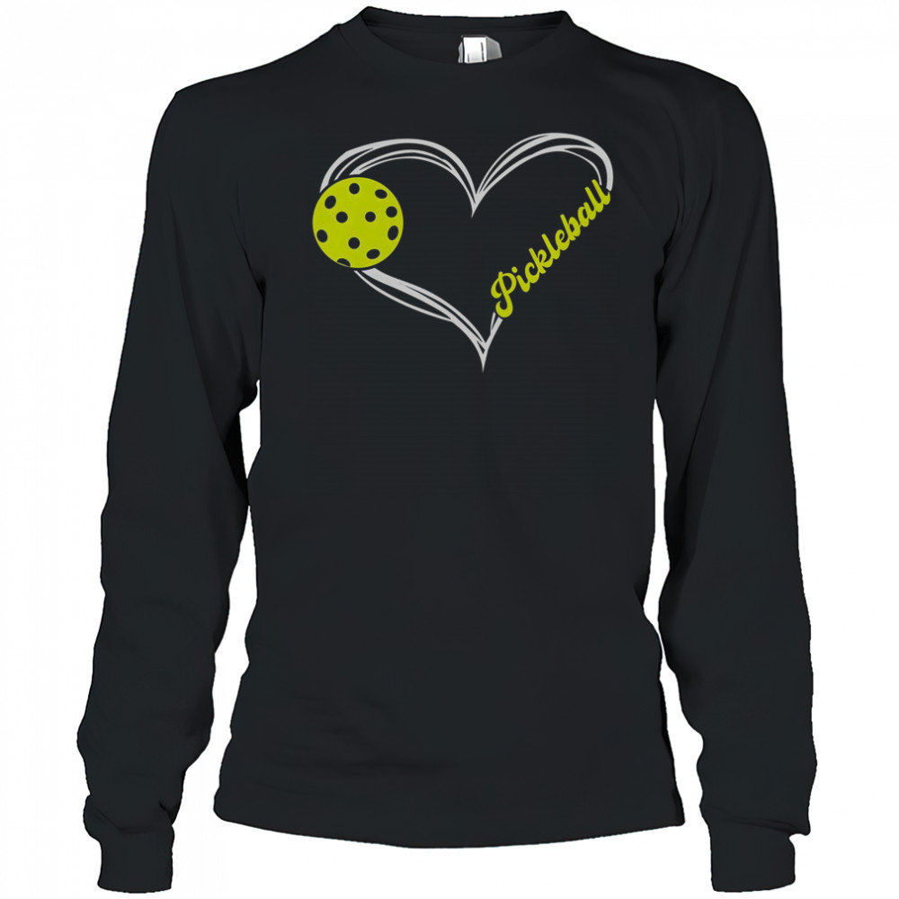 I Love Pickleball Cute Match T-Shirt Long Sleeved