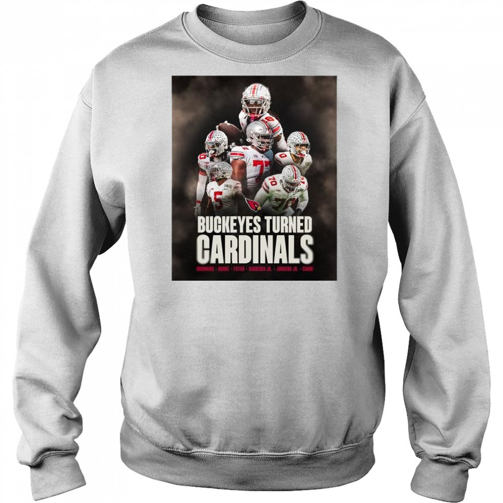 Ohio State Buckeyes turned Arizona Cardinals Marvin Harrison Jr. Denzel Burke Paris Johnson Jr. t-shirt Hoodie