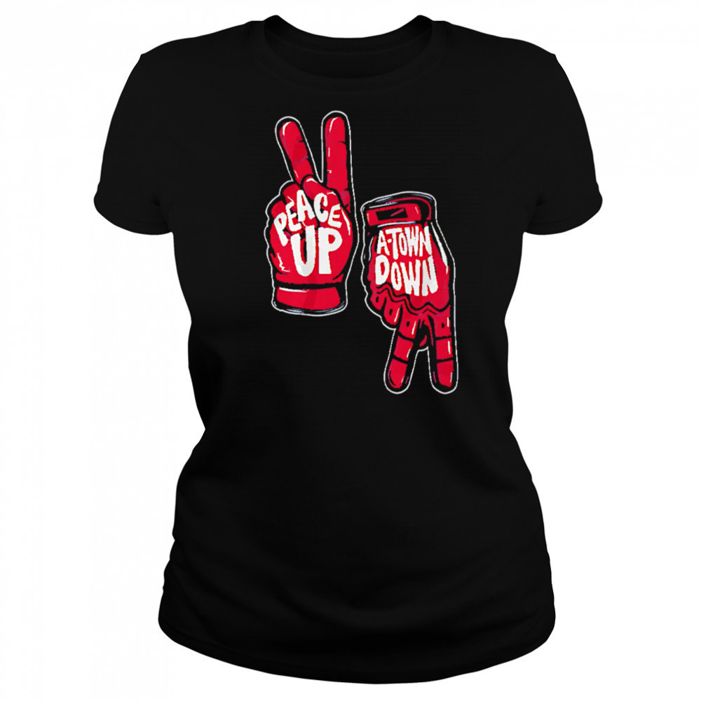 Peace Up A-town Down hand shirt Women's T-shirt
