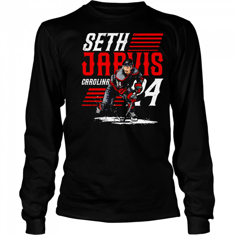Seth Jarvis wearing the freddie 500 shirt Long Sleeved