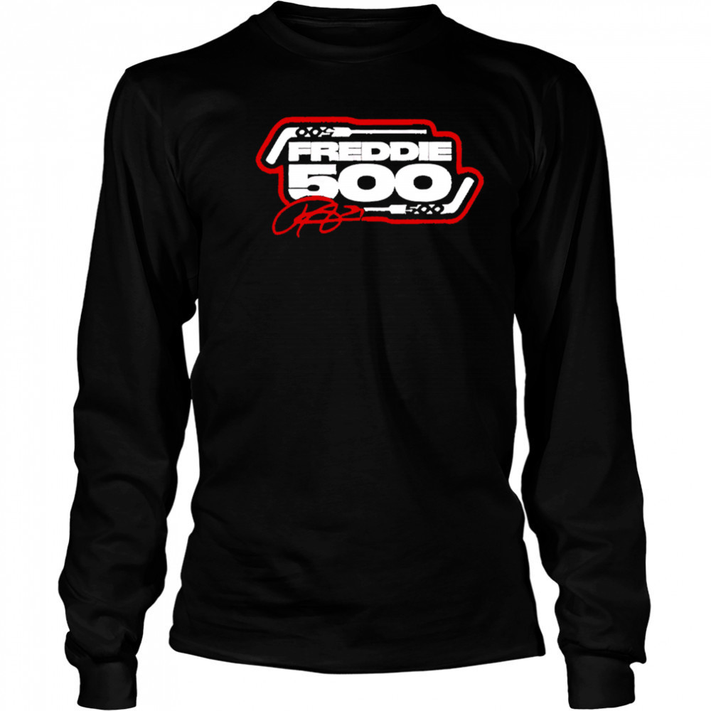 Seth Jarvis Wearing The Freddie 500 signature shirt Long Sleeved