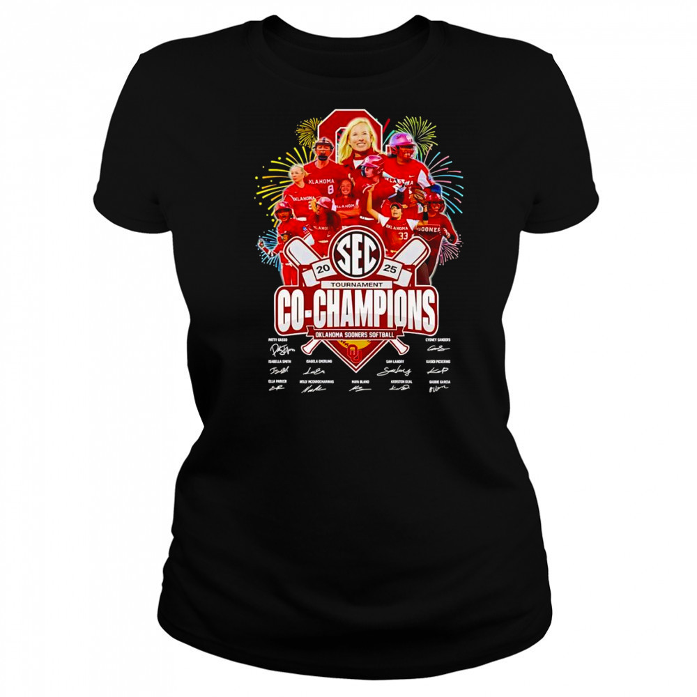 2025 SEC Tournament Co-Champions Oklahoma Sooners softball signature shirt Women's T-shirt