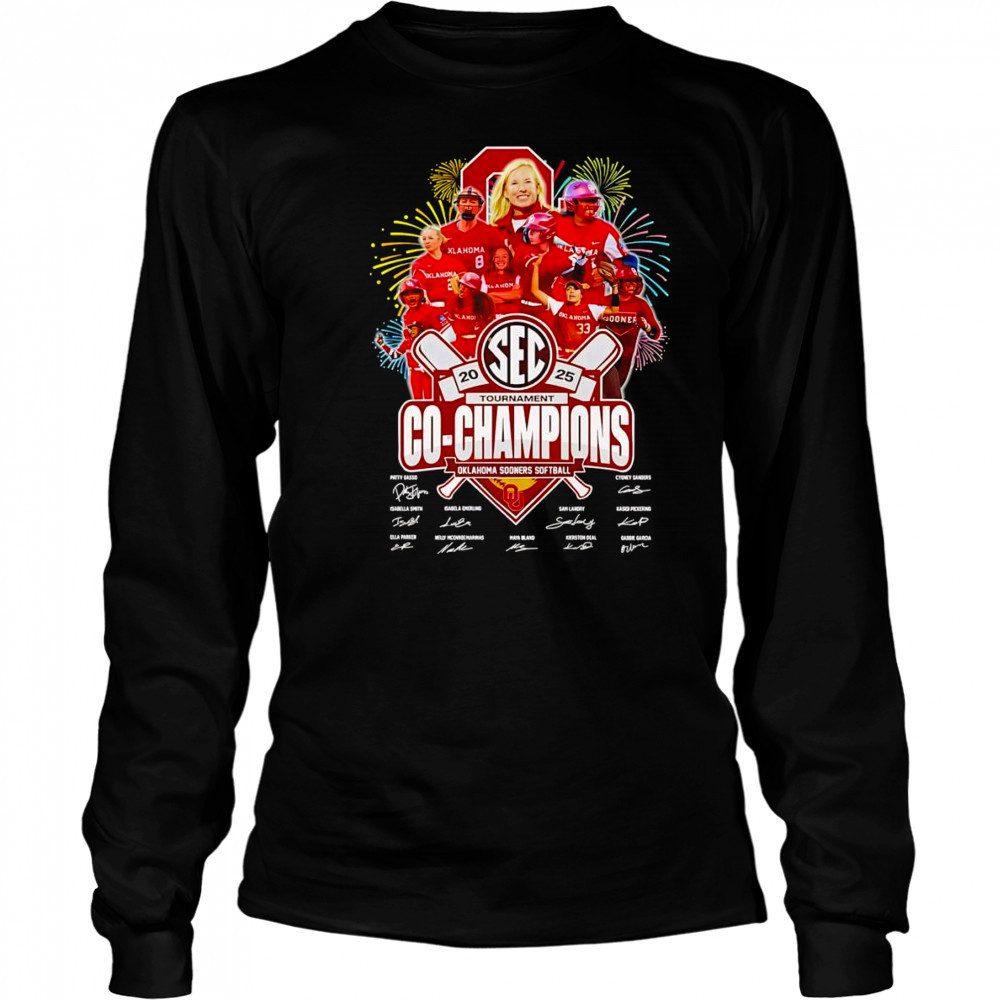 2025 SEC Tournament Co-Champions Oklahoma Sooners softball signature shirt Long Sleeved