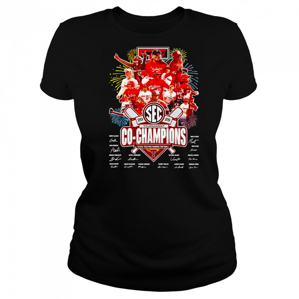 2025 SEC Tournament Co-Champions Texas Tech Red Raiders softball signature shirt Women's T-shirt