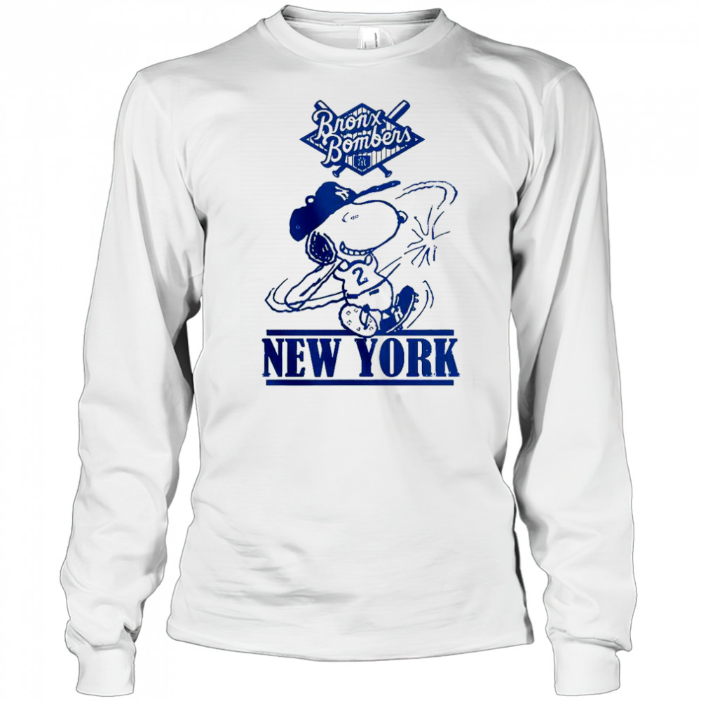 Bronx Bombers Snoopy New York Yankees Snoopy Baseball T-Shirt Long Sleeved