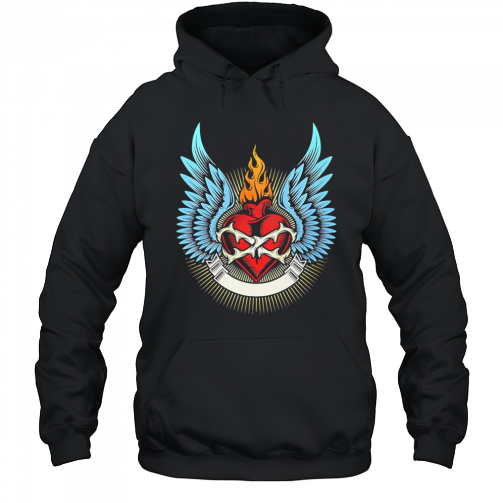 Burning Heart design shirt Hoodie