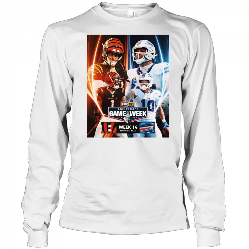 Burrow Cincinnati Bengals Vs Allen Buffalo Bills Game 14 America’s Game of the Week Poster t-shirt Long Sleeved