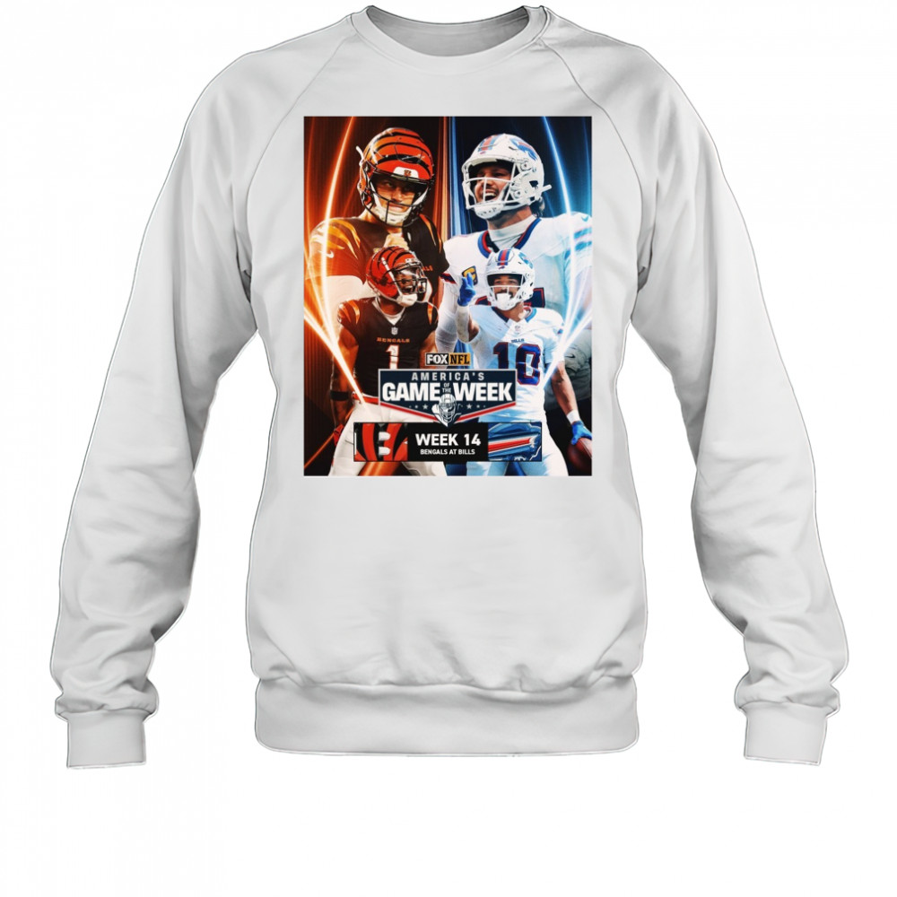 Burrow Cincinnati Bengals Vs Allen Buffalo Bills Game 14 America’s Game of the Week Poster t-shirt Sweatshirt