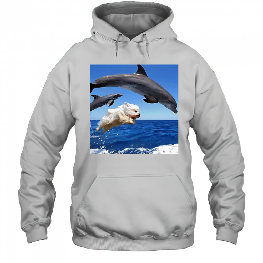 Dog jump with dolphin shirt Hoodie