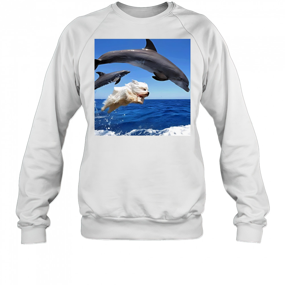 Dog jump with dolphin shirt Sweatshirt