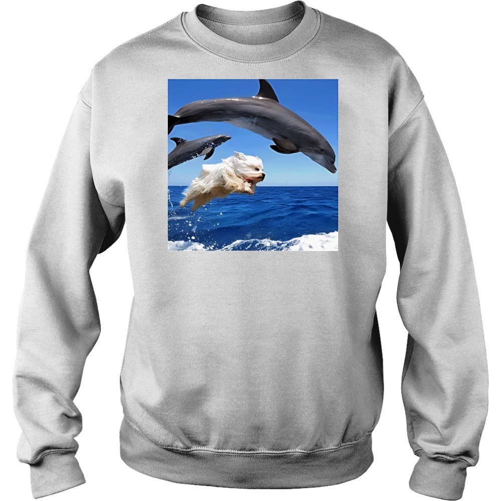 Dog jump with dolphin shirt Hoodie