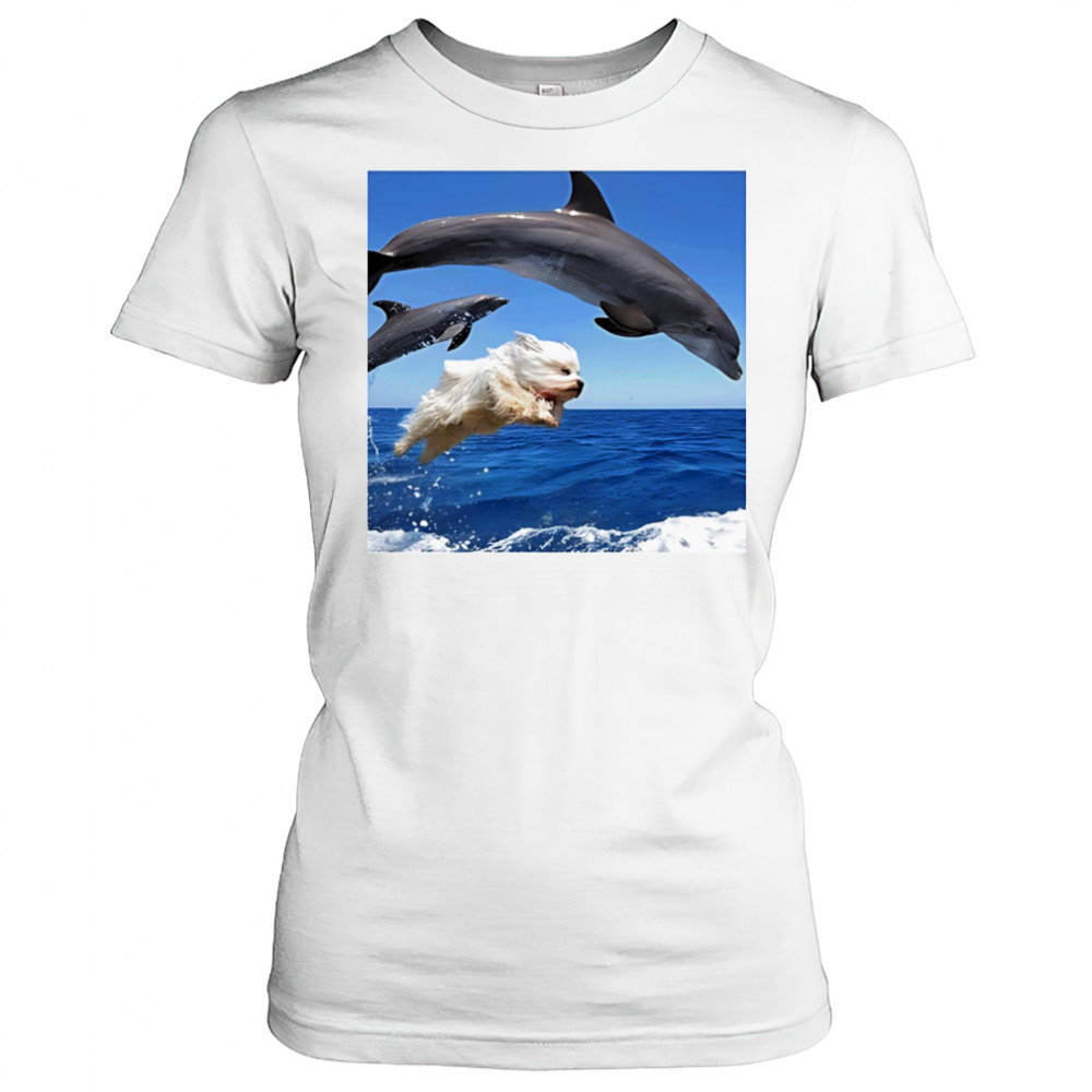 Dog jump with dolphin shirt Women's T-shirt