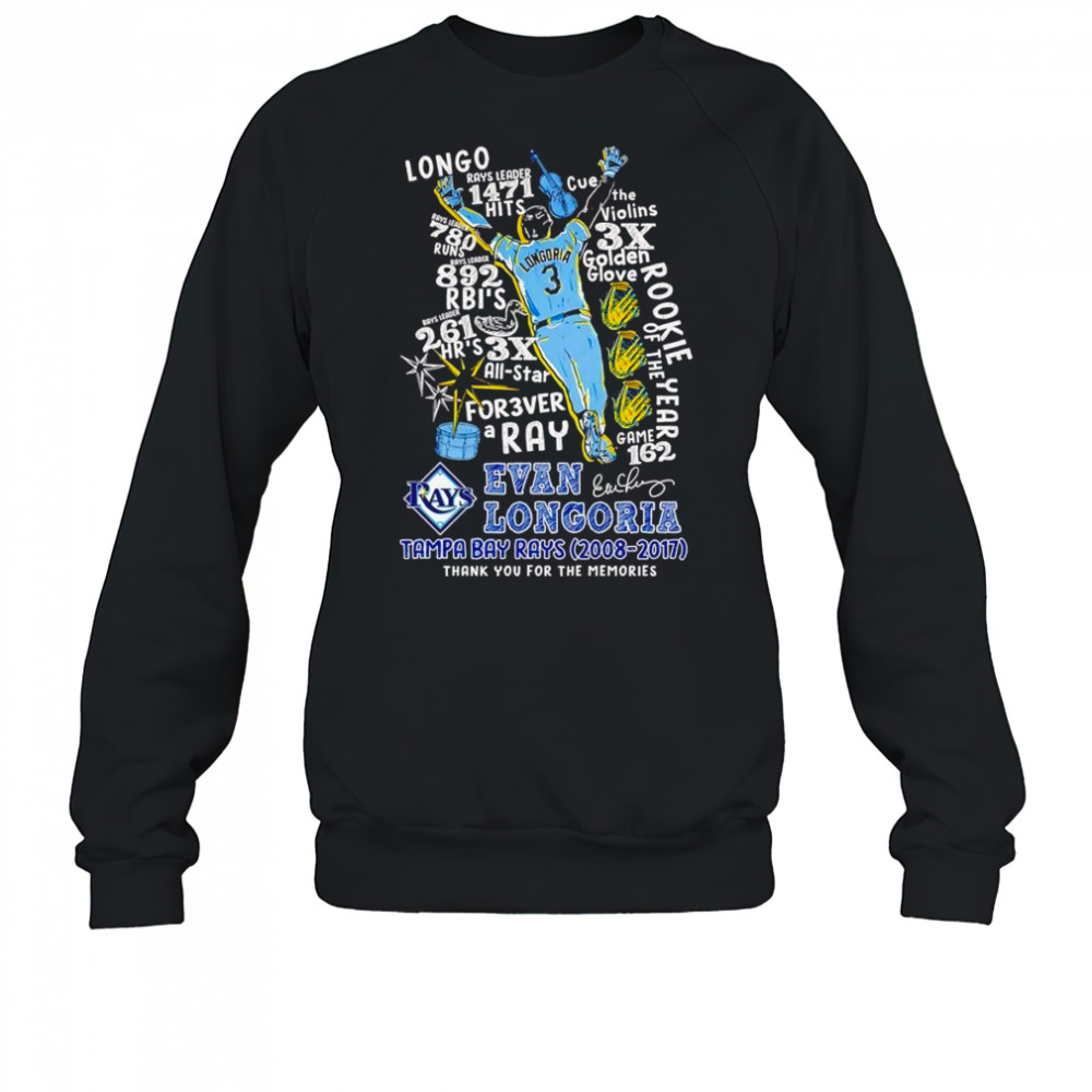 Evan Longoria Tampa Bay Rays 2008 2017 thank you for the memories shirt Sweatshirt
