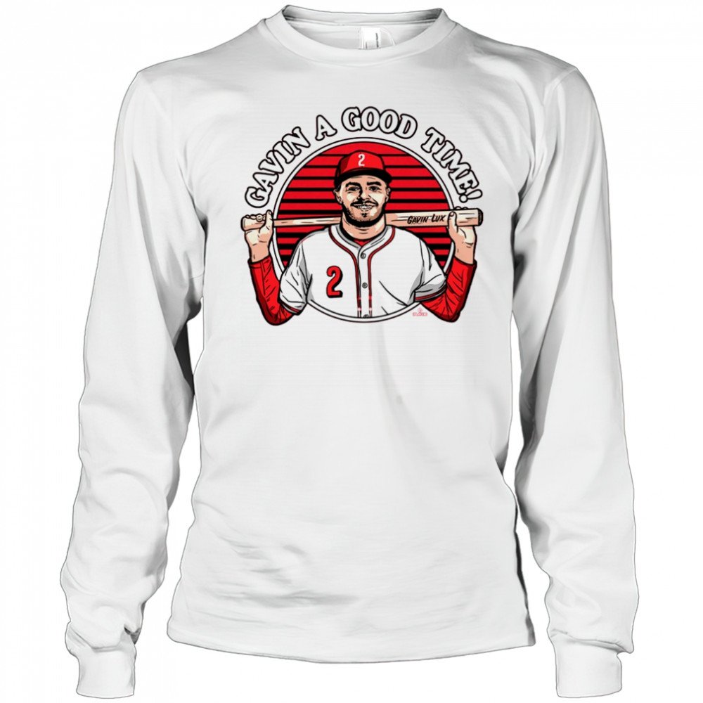 Gavin A Good Time Gavin Lux Cincinnati Reds MLB Painting t-shirt Long Sleeved