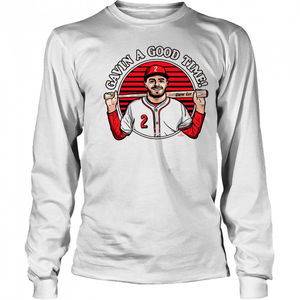 Gavin A Good Time Gavin Lux Cincinnati Reds MLB Painting t-shirt Long Sleeved