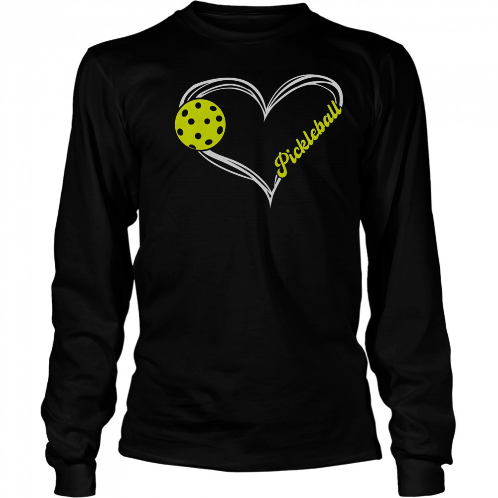 I Love Pickleball Cute Match T-Shirt Long Sleeved