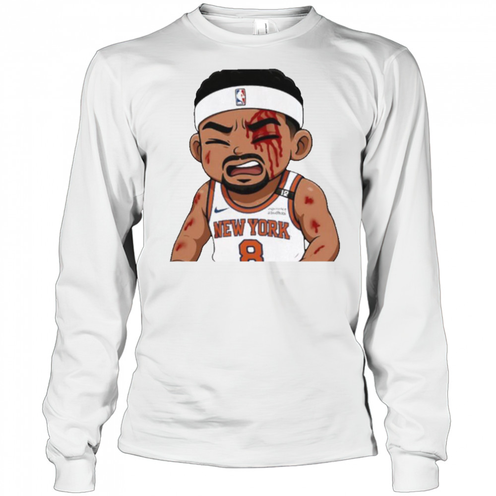 Josh Hart Knicks left bloodied after taking elbow to the face Celtics chibi shirt Long Sleeved