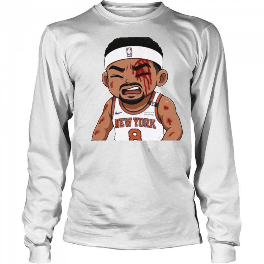 Josh Hart Knicks left bloodied after taking elbow to the face Celtics chibi shirt Long Sleeved