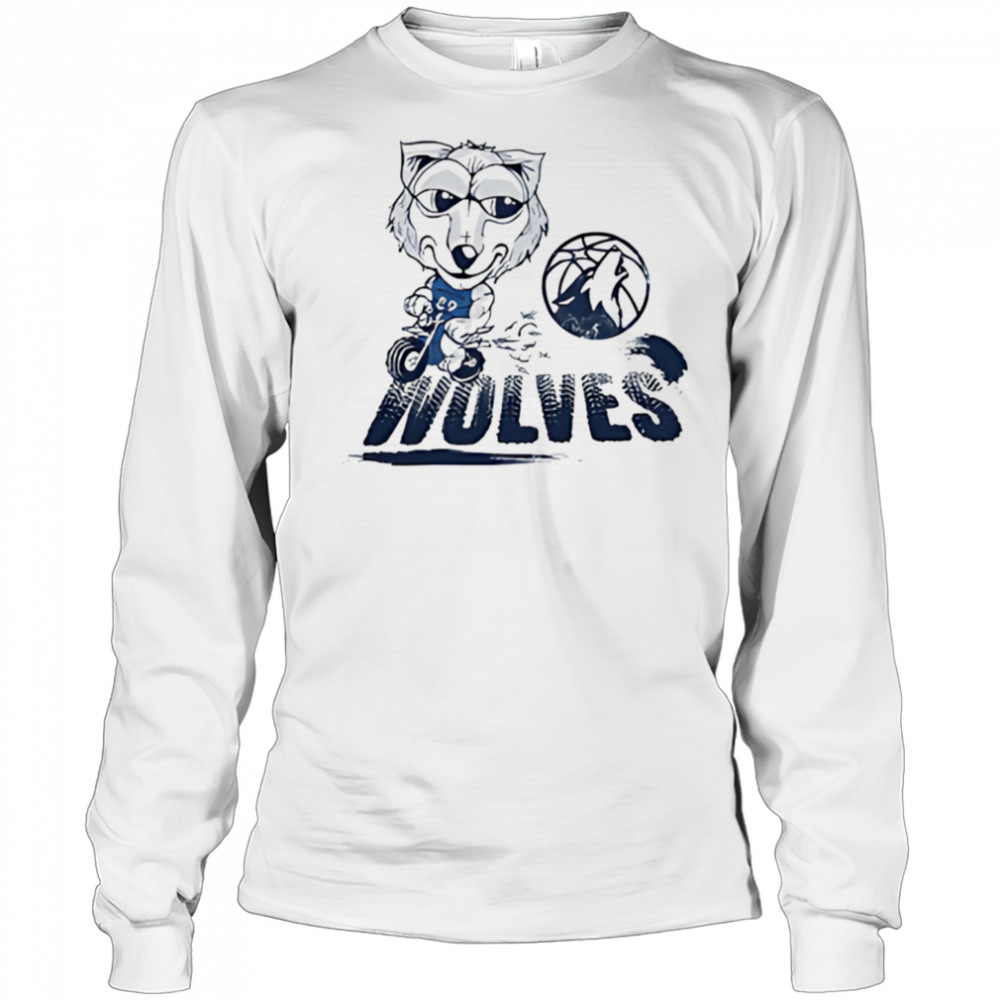 Minnesota Timberwolves Crunch the Wolf riding bike shirt Long Sleeved
