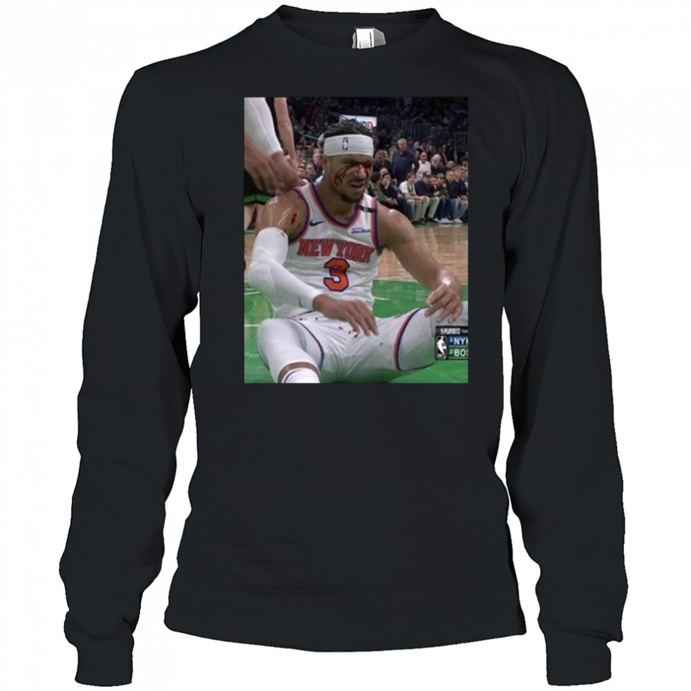 Photos Of Josh Hart After Getting Elbowed In The Face New York Knicks t-shirt Long Sleeved