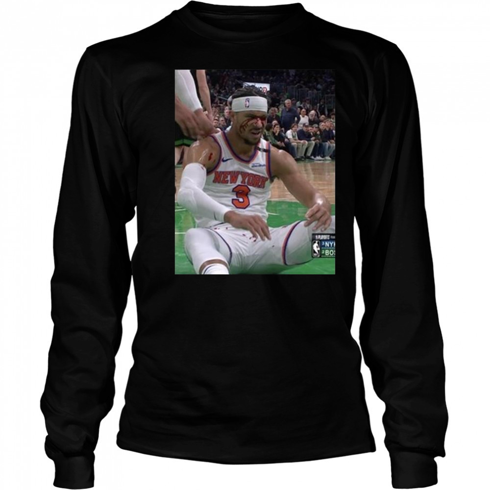 Photos Of Josh Hart After Getting Elbowed In The Face New York Knicks t-shirt Long Sleeved